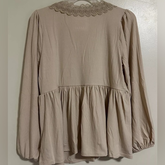 NWT Torrid Super Soft Rib V-Neck Lace Trim Tie Front Long Sleeve Top Size 2X - Picture 7 of 12
